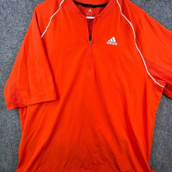 Adidas Golf Jacket Orange Medium Short Sleeve 1/4 Zip Stretch Spandex - Picture 1 of 10
